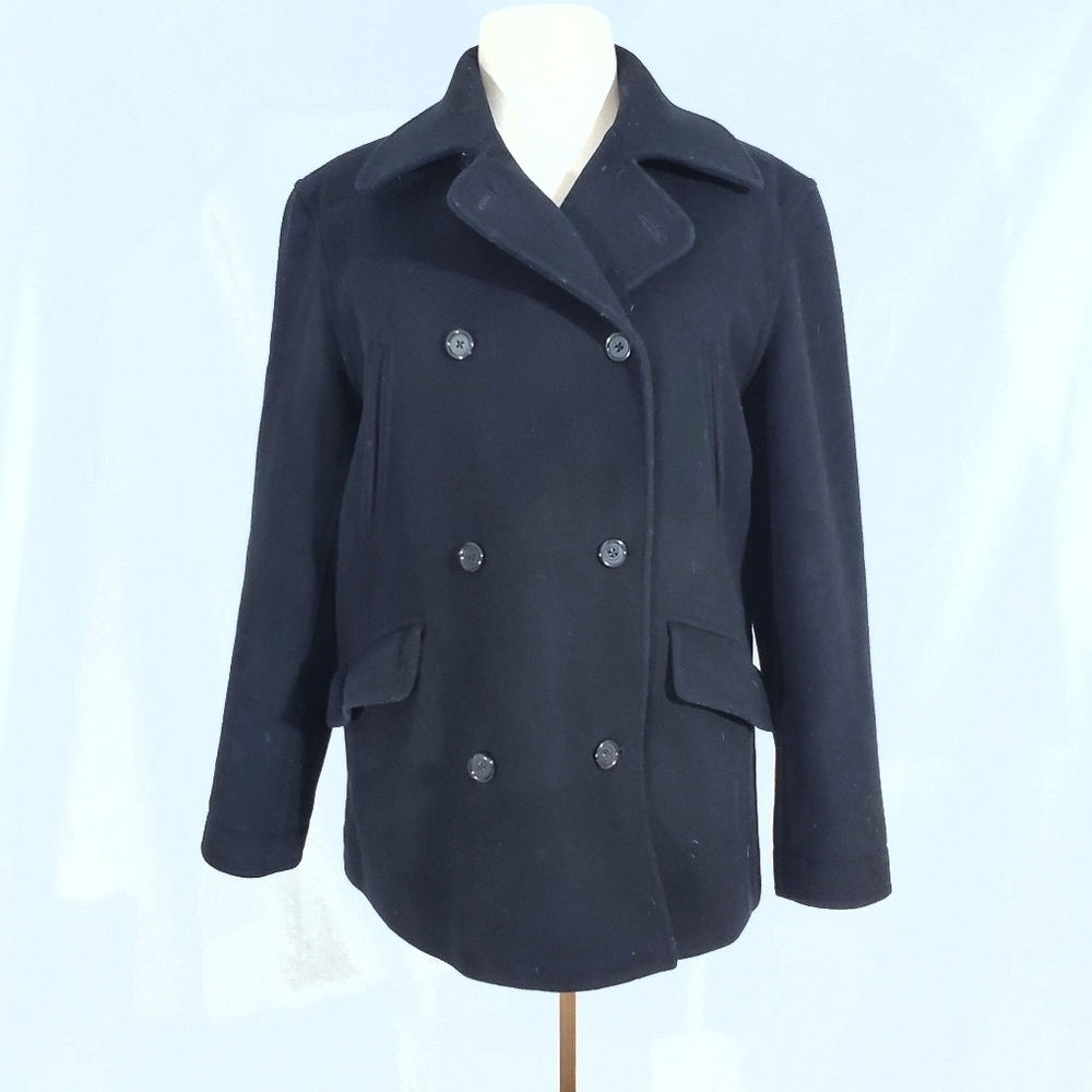 J. Crew Black Wool & Cashmere Winter Pea Coat